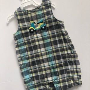 9 month madras plaid cotton romper